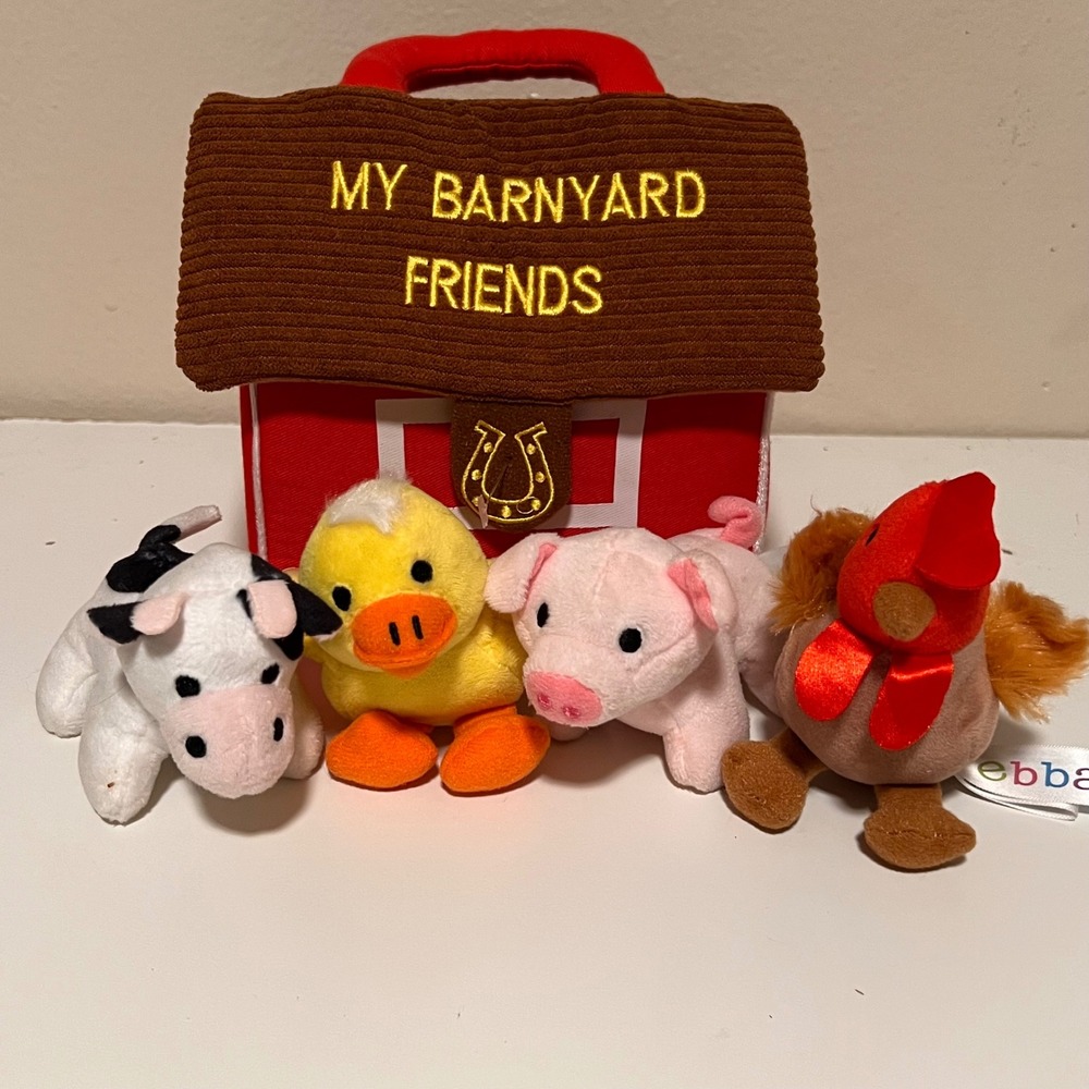 Ebba My Barnyard Friends Soft Plush Playset Toddler Red Multicolored 5pc Animals